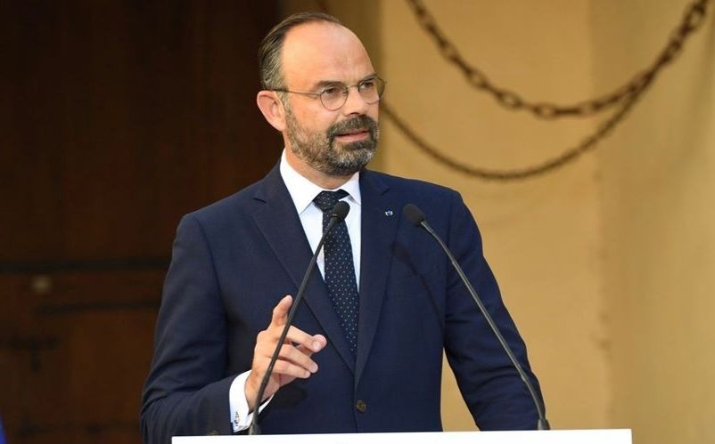 Edouard Philippe lors d'une conférence de presse en juillet 2019 à Bastia (Corse).